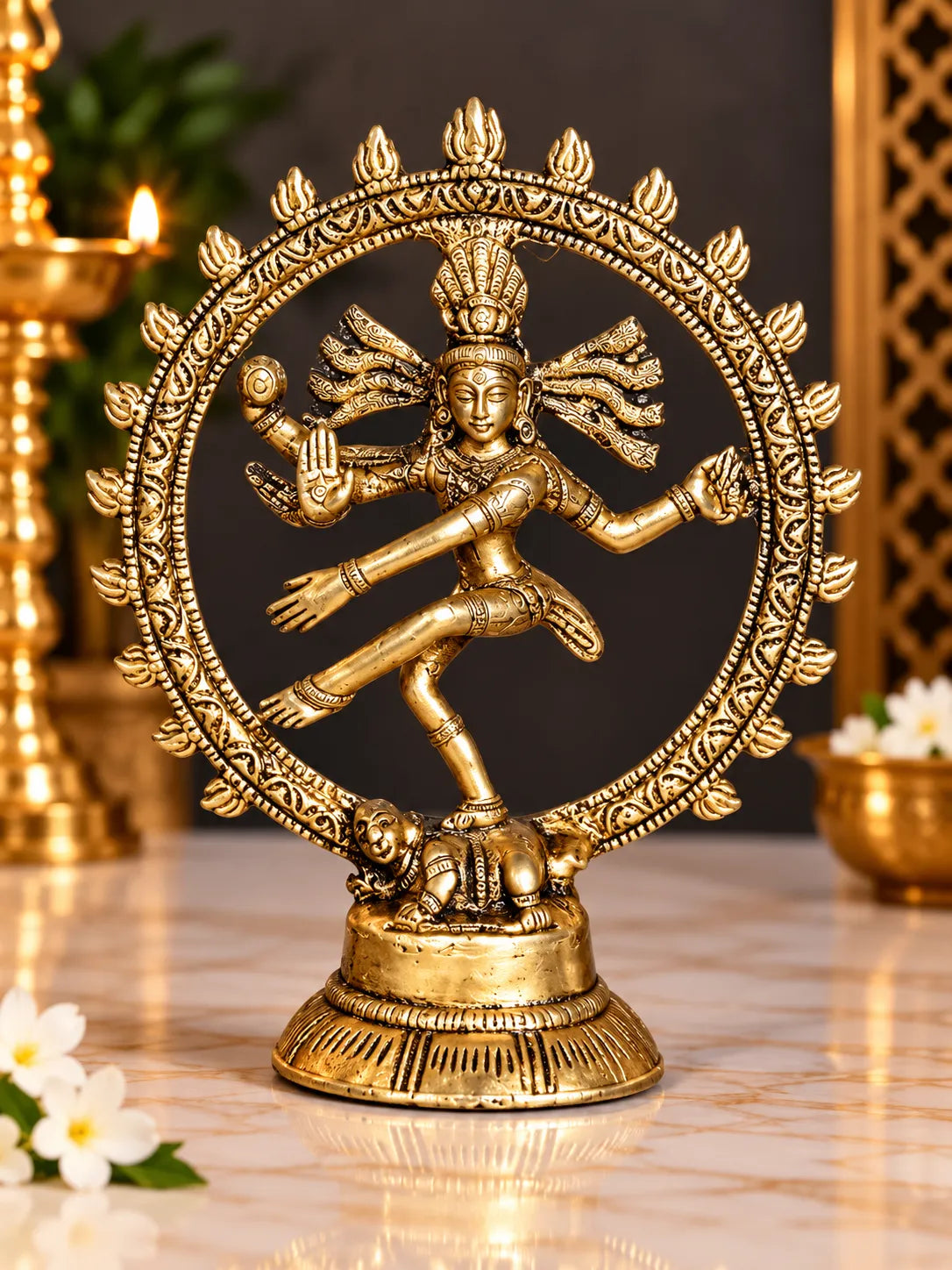 Antique Gold Finish Nataraja Lord Shiva Decorative Idol