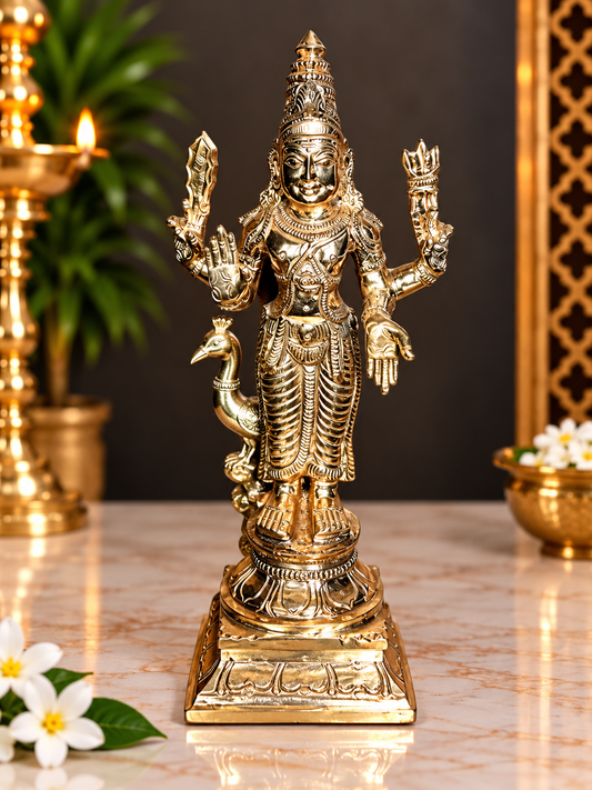 Antique Gold Finish Lord Vishnu Decorative Idol