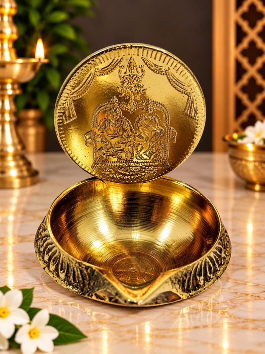 Antique Gold Finish Lakshmi Decorative Diya Bowl