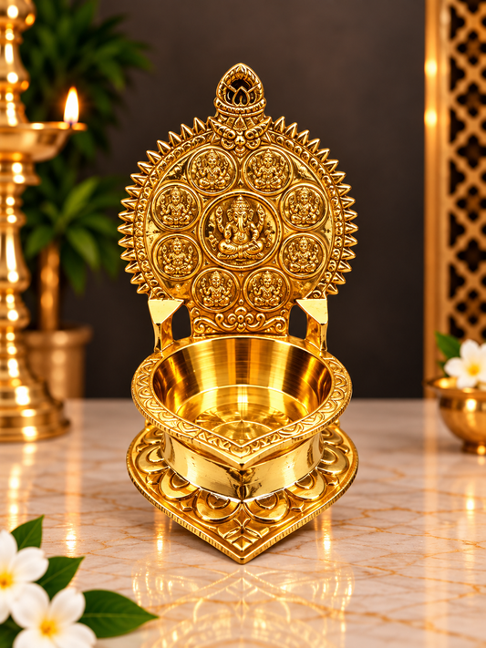 Gold Finish Divine Ganesha Designer Diya Bowl