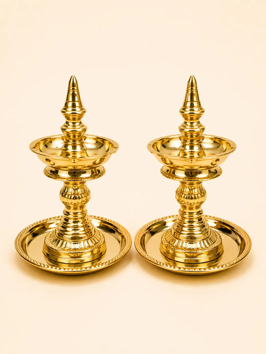 Traditional Brass Diya Set