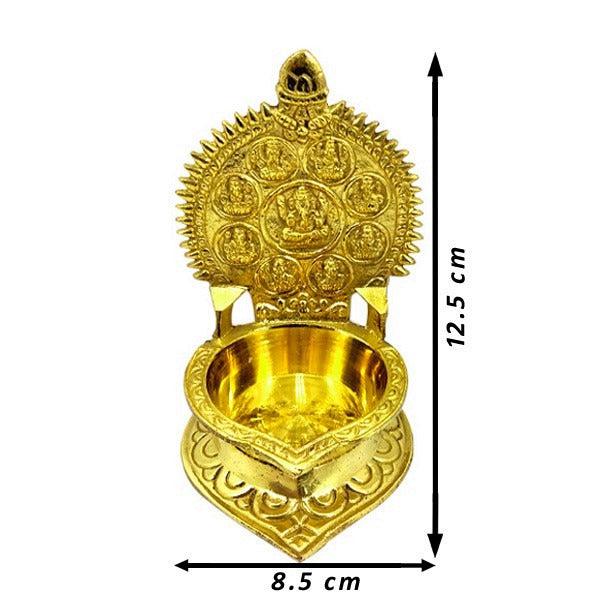 Brass Kuber Diya on Pedestal (Set of 2, Small)