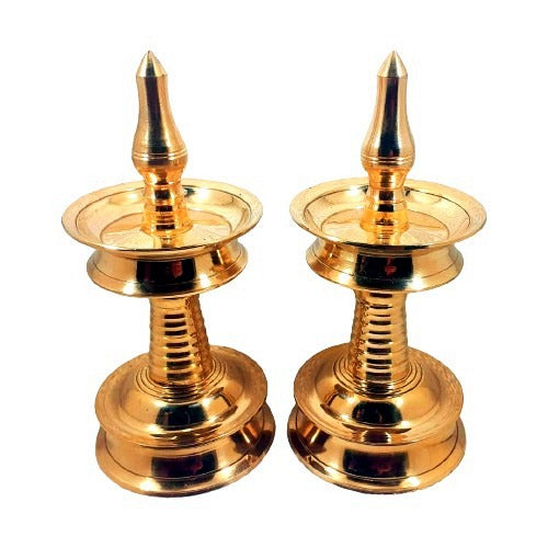 Brass Shankh Design Diya (Set of 2)
